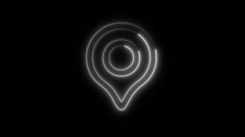 Glowing Pin Map Icon in HD Video Neon Animation 库存影片 304555584