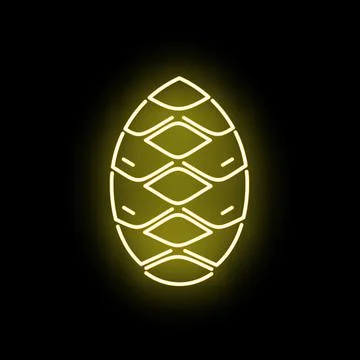 Glowing pine cone icon on black background Stock Illustration