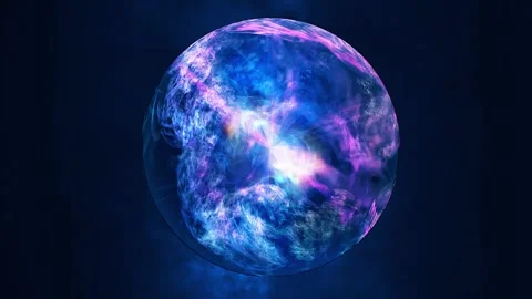 Glowing pink and blue nebula sphere with swirling mist inside, isolated on .. Stock Footage 332851910