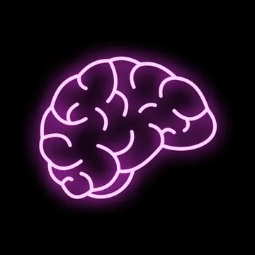 Glowing pink brain icon symbolizing human intelligence Illustrazione stock