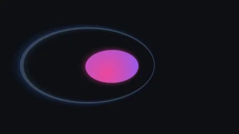 A glowing pink circle offset within a dark blue ring on a black background Stock Footage 336263528