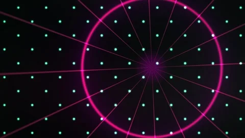 Glowing pink circle with white dots on black background. Stock Footage 337513371