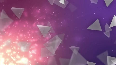 Glowing pink cloud pulsing releasing 3D triangular fragments drifting across Stock Footage 329127611
