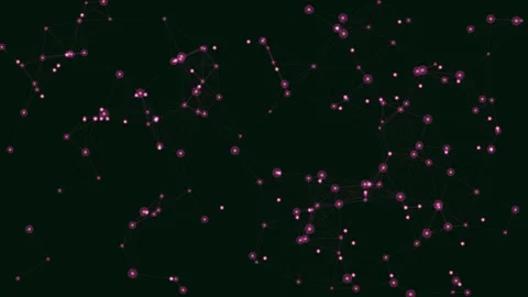 Glowing Pink Connected Nodes and Lines, Magenta Neural Network Plexus Background Stock-Footage 329903147