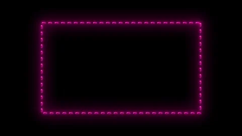 A glowing pink dashed rectangular frame shines against a deep black backgro.. Stock Footage 337570721