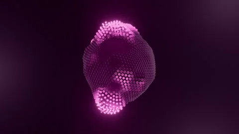 Glowing Pink Dotted Grid Particle Sphere Abstract Tech Background. 4K Stock Footage 336533935