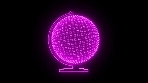 Glowing Pink Globe Made of Squares on Black Background Stock Footage 318053293