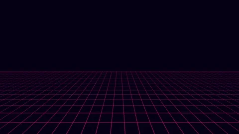 A glowing pink grid receding into the darkness of a digital horizon space Video stock 335118309
