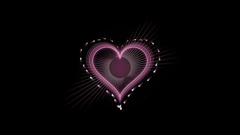 Glowing Pink Heart Light Animation on Black Background Vídeo Stock 344764374