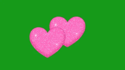 Glowing pink hearts motion graphics with green screen background Stock Footage 268374386