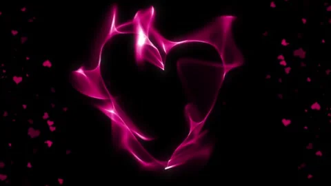 Glowing pink light heart shape animation on black background, romantic love Stock Footage 324872295