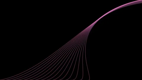 Glowing pink lines wave gracefully across a dark black background 動画素材 346334948