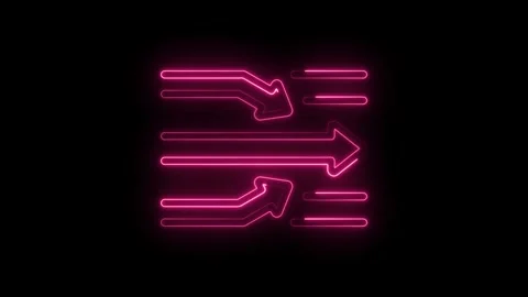 Glowing pink neon arrows converge on central path illustrating directional .. Stock Footage 346006007