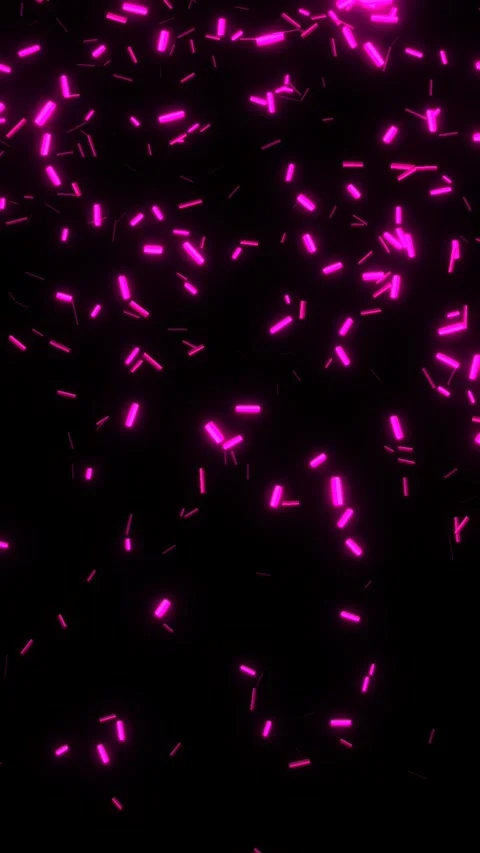 Glowing pink neon confetti falling on black background overlay Stock Footage 336947029
