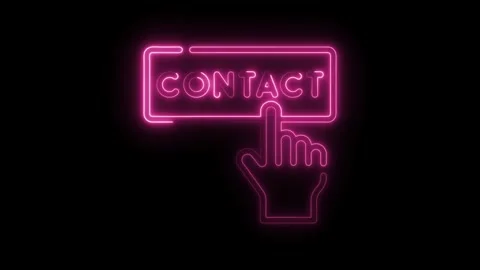 Glowing pink neon contact button animation on black background Stock Footage 308766918