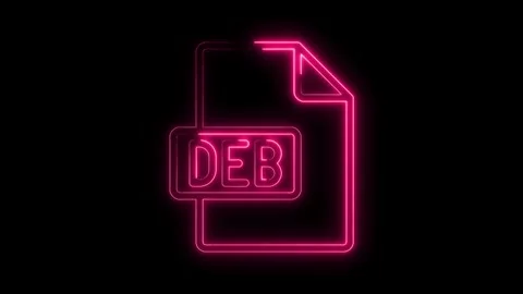 Glowing pink neon D E B file icon symbol isolated on black background vibra.. Stock Footage 314556724
