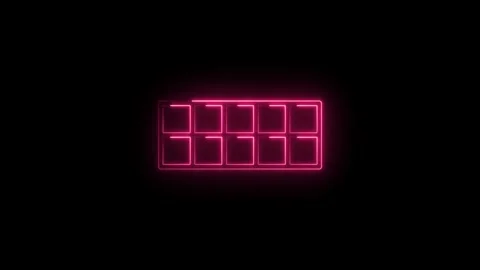 Glowing pink neon grid icon isolated on black background futuristic digital.. Stock Footage 314558283