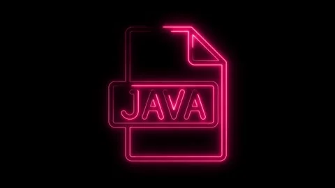 Glowing pink neon J A V A file icon isolated on black background vibrant di.. Stock Footage 314554727