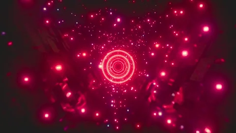 Glowing pink neon light installation. Abstract futuristic technology background Stock Footage 334273182
