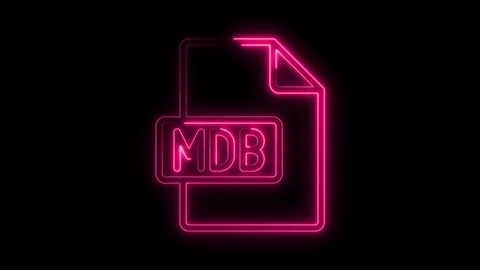 Glowing pink neon M D B file icon isolated on black background futuristic d.. Stock Footage 314556922