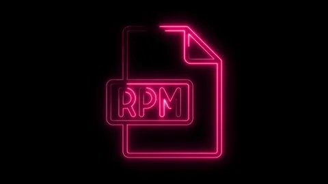Glowing pink neon R P M file icon isolated on black background futuristic d.. Stock Footage 314556744