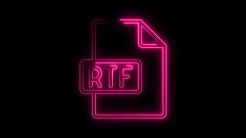 Glowing pink neon R T F file icon with transparent background for digital d.. Stock Footage 314554660