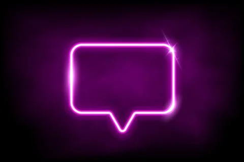 Glowing pink neon speech bubble sign. Electric light rectangle frame isolated on 스톡 일러스트