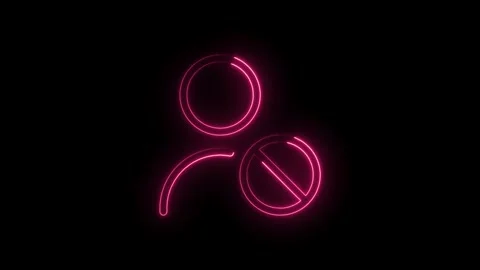 Glowing pink neon user icon with prohibition symbol isolated on black backg.. Stock Footage 314550787