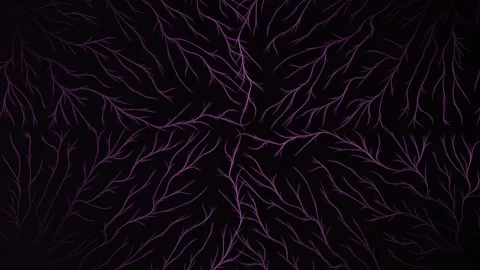 Glowing pink neural branch pattern radiating symmetrically from dark center Stock Footage 309205343