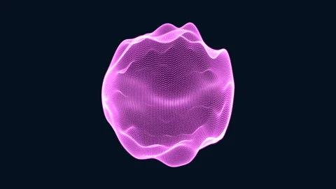 Glowing pink particle wave sphere on dark background abstract technology footage Stock Footage 334139704