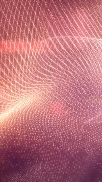 Glowing pink particle waves form flowing digital curves, creating a futuris.. Stockillustratie