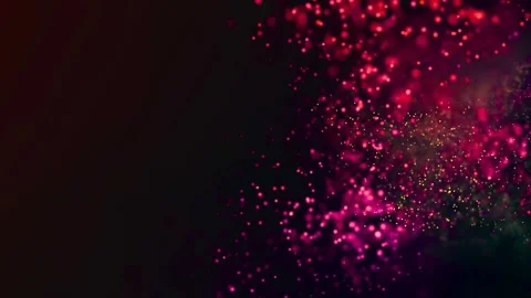 Glowing pink particles on dark background. Sparkling abstract light effect Stock Footage 334309239