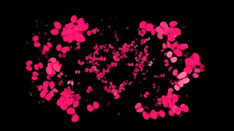 Glowing pink particles floating in abstract shapes on black background Stock Footage 345630520