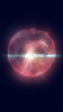 Glowing pink plasma sphere with a bright horizontal flare, forming a dramat.. イラスト素材