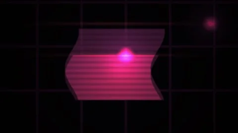 Glowing pink shapes on black background with grid lines. Stock Footage 335523795