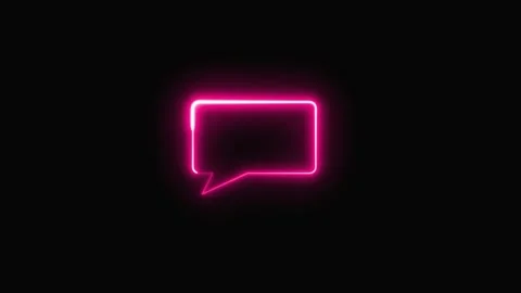 A glowing pink speech bubble floating against dark background. Pink speech .. Stock Footage 337567447