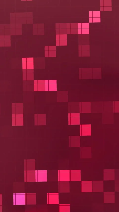 Glowing Pink Squares Floating Across Dark Red Abstract Digital Background 스톡 동영상 333975001