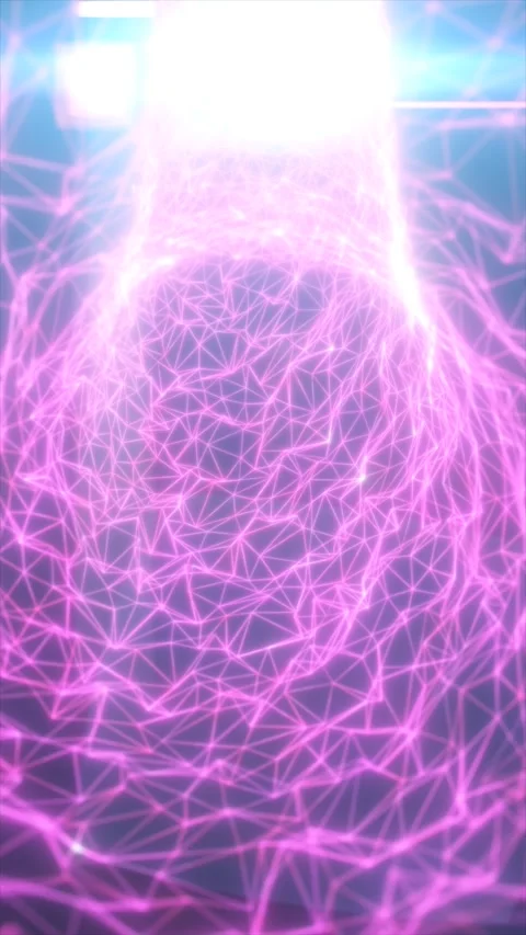 Glowing pink wireframe connections form a complex digital network, symboliz.. Stock Footage 339654835