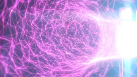 Glowing pink wireframe connections form a complex digital network Stock Footage 342537317