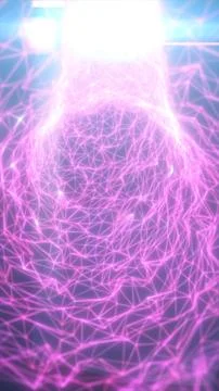 Glowing pink wireframe connections form a complex digital network, symboliz.. Stock Illustration