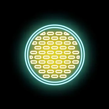 Glowing pixel art circle neon light icon 库存插图