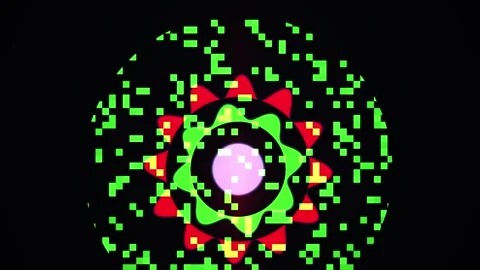Glowing pixel art designs sequence animation. Stock Footage 334684453