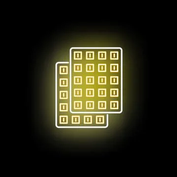 Glowing pixel art screen grid neon icon 스톡 일러스트