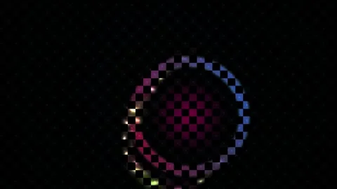 Glowing pixel circle on black background with color variations. Stock Footage 337471095