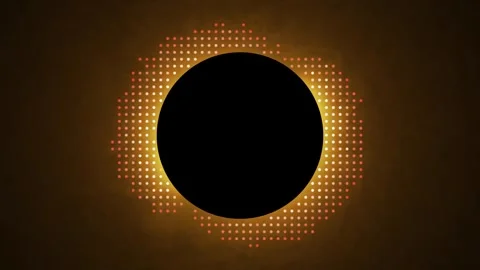 Glowing pixel dots forming a golden circle frame with smoke effect Stock Footage 334104766