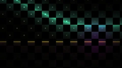 Glowing pixel grid pattern on dark background with colorful lines. Stock Footage 336700333