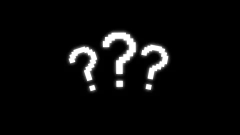 Glowing Pixel Question Marks Animation on Black Background Video stock 317627425