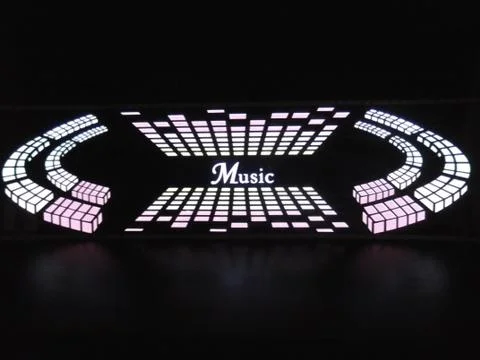 Glowing pixels in the form of equalize red, pink, yellow color with graphics Stockfoto's