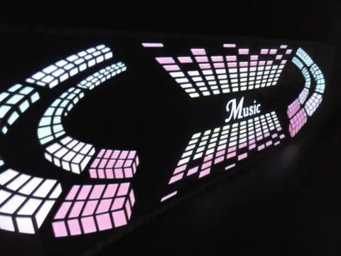 Glowing pixels in the form of equalize red, pink, yellow color with graphics Stock Photos