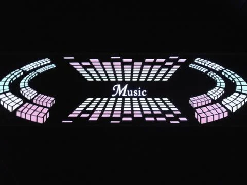 Glowing pixels in the form of equalize red, pink, yellow color with graphics 写真素材